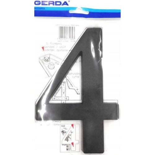 GERDA Cyfra "4" tworzywo 190mm czarny antyk