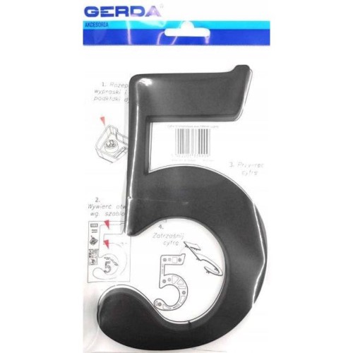 GERDA Cyfra "5" tworzywo 190mm czarny antyk