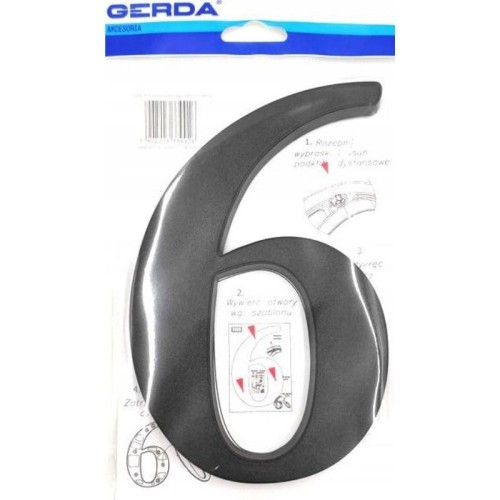 GERDA Cyfra "6/9" tworzywo 190mm czarny antyk