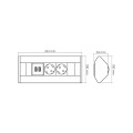 DESIGN LIGHT Corner box czarny 2x gniazdo schuko + 2x USB 1,8m - rysunek techniczny