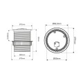 DESIGN LIGHT Single Box przedłużacz wpuszczany z USB, aluminium - rysunek techniczny