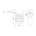 DESIGN LIGHT Slide Box gniazdo meblowe z USB, aluminium - rysunek techniczny