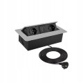 DESIGN LIGHT Kombi Box, 2 gniazda + USB, aluminium, przewód 3m
