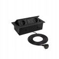 DESIGN LIGHT Kombi Box, 2 gniazda + USB, czarny, przewód 3m