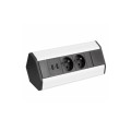 DESIGN LIGHT Corner Box 2x gniazdo z bolcem + 2xUSB, przewód 1,8m, aluminium/czarny