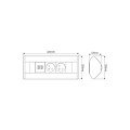 DESIGN LIGHT Corner Box 2x gniazdo z bolcem + 2xUSB, przewód 1,8m, aluminium/czarny - rysunek techniczny