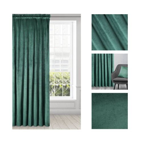 EUROFIRANY Zasłona welwetowa PASCAL 140x300 cm ciemny turkus