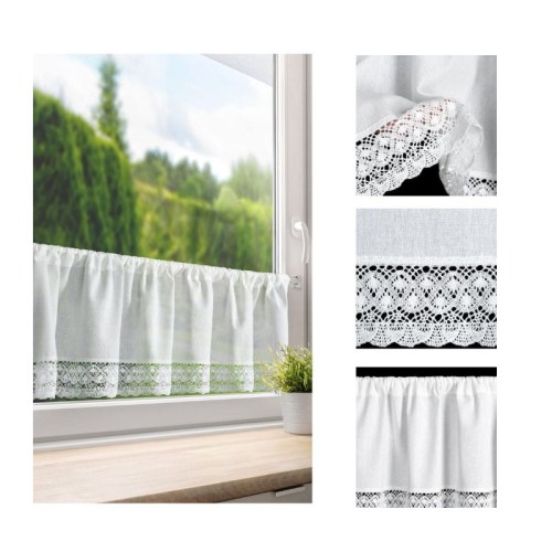 EUROFIRANY Zazdrostka ROSE 150x30 cm biała z koronką