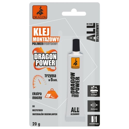 DRAGON klej montażowy polimer hybrydowy Power, bezbarwny 20 g - blister