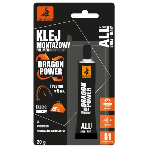 DRAGON klej montażowy polimer hybrydowy Power, biały 20 g - blister