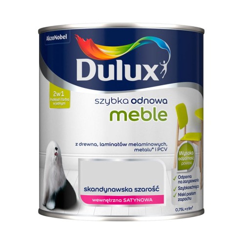 Farba Dulux Szybka Odnowa Meble 0,75l Skandynawska Szarość