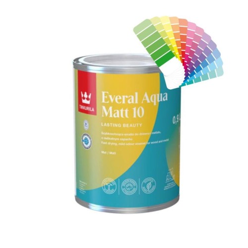 TIKKURILA Everal Aqua Matt 10 farba do drewna i metalu 0,9L baza C