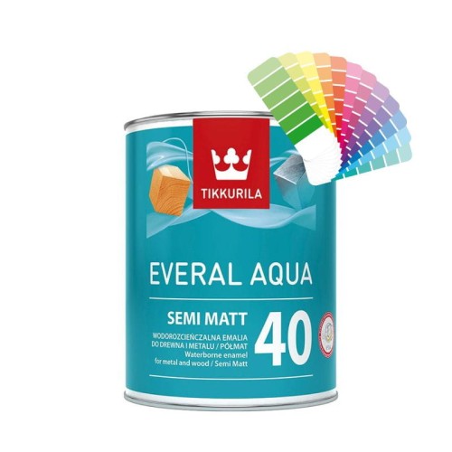 TIKKURILA Everal Aqua Semi-Matt 40 farba do drewna i metalu 0,9L baza C
