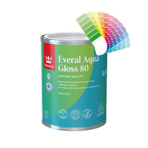 TIKKURILA Everal Aqua Gloss 80 farba do drewna i metalu 0,9L baza A
