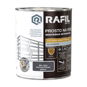 Rafil emalia prosto na rdzę RAL7024 szary grafitowy półmat 2,5 L