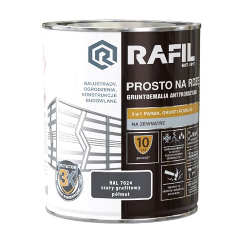 Rafil emalia prosto na rdzę RAL7024 szary grafitowy 2,5 L
