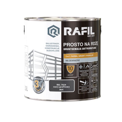Rafil emalia prosto na rdzę szary grafitowy mat 2,5 L
