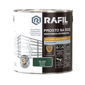 Rafil emalia prosto na rdzę RAL 6005 zielony połysk 2,5 L