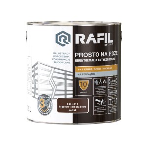 Rafil emalia prosto na rdzę brąz czekoladowy RAL 8017 połysk 2,5 L