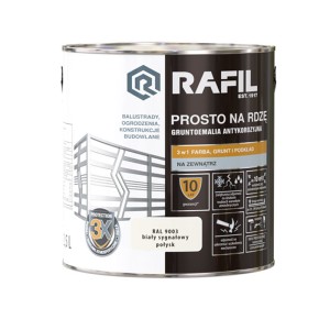Rafil emalia prosto na rdzę biały sygnałowy RAL 9003 połysk 2,5 L