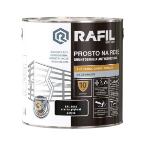 Rafil emalia prosto na rdzę RAL 9005 czarny głęboki połysk 2,5 L