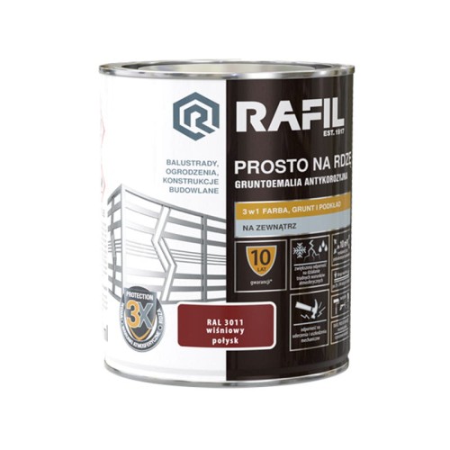 Rafil emalia prosto na rdzę RAL3011 wiśniowy połysk 0,75 L