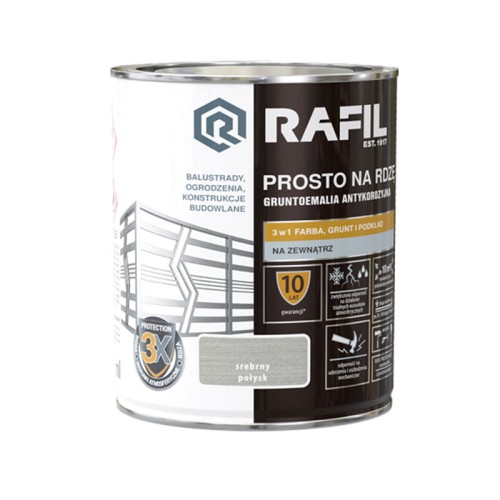 Rafil emalia prosto na rdzę srebrny połysk 0,75 L