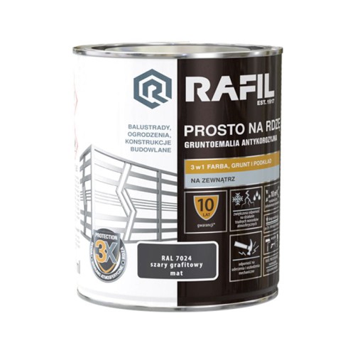 Rafil emalia prosto na rdzę RAL7024 szary grafitowy mat 0,75 L