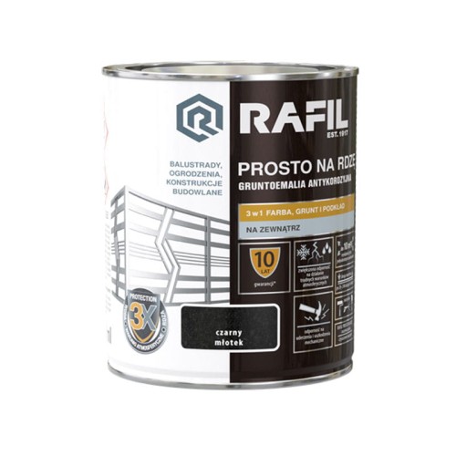 Rafil emalia prosto na rdzę czarny młotkowy 0,75 L