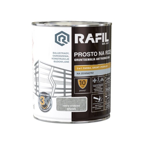 Rafil emalia prosto na rdzę szary srebrny młotkowy 0,75 L
