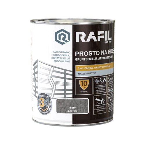 Rafil emalia prosto na rdzę szary młotkowy 0,75 L