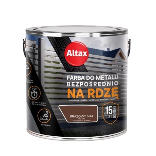 ALTAX Farba do metalu na rdzę 2,5L brązowy mat