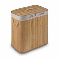 TADAR Bambusowy kosz pojemnik na pranie dwukomorowy z pokrywą