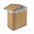 TADAR Bambusowy kosz pojemnik na pranie dwukomorowy z pokrywą