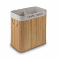 TADAR Bambusowy kosz pojemnik na pranie dwukomorowy z pokrywą