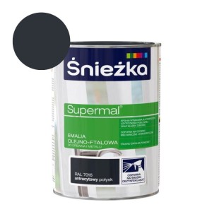 ŚNIEŻKA SUPERMAL Emalia olejno-ftalowa antracytowy połysk RAL 7016 0,8L
