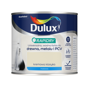 DULUX RAPIDRY Farba do drewna metalu PCV Mat Kremowa Klasyka 0,4L