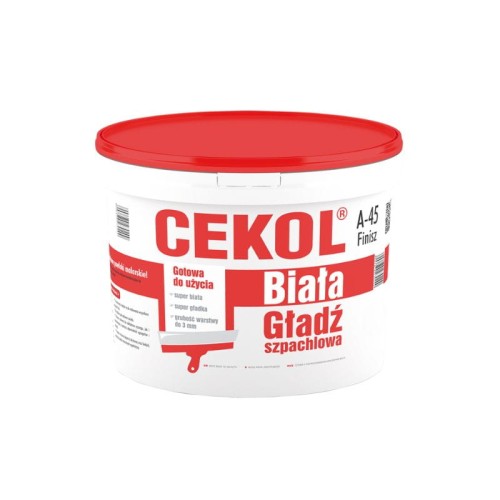 CEKOL Biała gładź szpachlowa A-45 FINISZ 3 kg gotowa do użycia