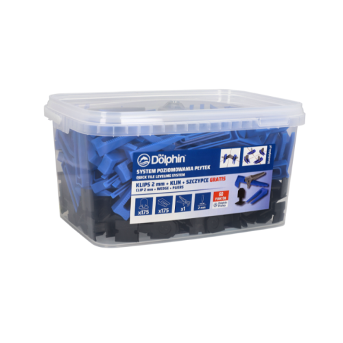 Blue Dolphin System poziomowania płytek klips 2mm + klin + szczypce gratis