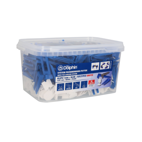Blue Dolphin System poziomowania płytek klips 1mm + klin + szczypce gratis