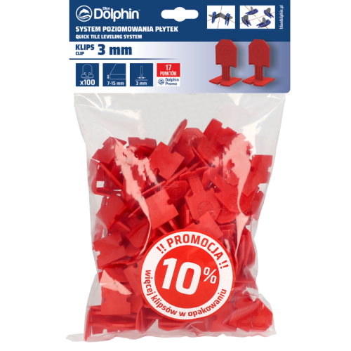 Blue Dolphin System Poziomowania Płytek klips 3mm - 100 szt. + 10% gratis