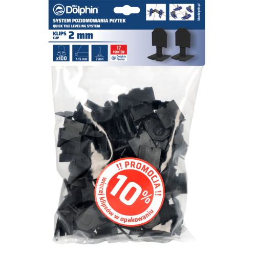 Blue Dolphin System Poziomowania Płytek klips 2mm - 100 szt. + 10% gratis