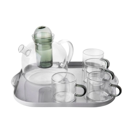 FLORINA Zestaw do herbaty z dzbankiem, szklankami i tacą 670 ml