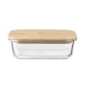 FLORINA Szklany pojemnik z bambusową pokrywką Clavato 1500 ml prostokątny