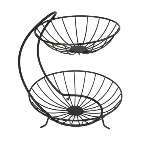 TADAR Kosz na owoce metalowy 2-poziomowy czarny 26x29 cm