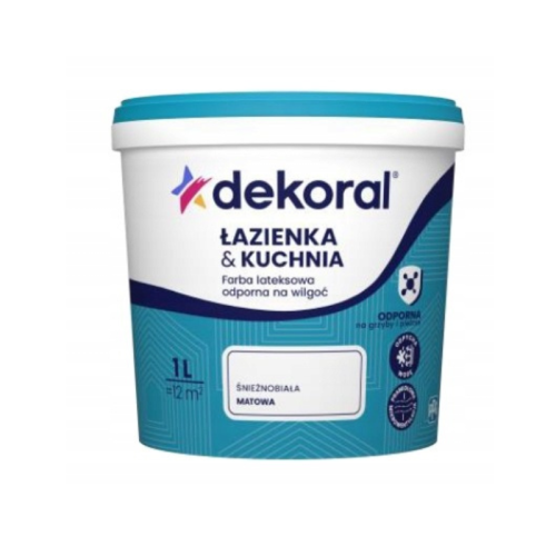 Dekoral Kuchnia&amp;Łazienka Maleinak farba lateksowa odporna na wilgoć biała 1 L