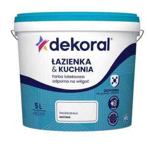 Dekoral Kuchnia&Łazienka Maleinak farba lateksowa odporna na wilgoć biała 5 L