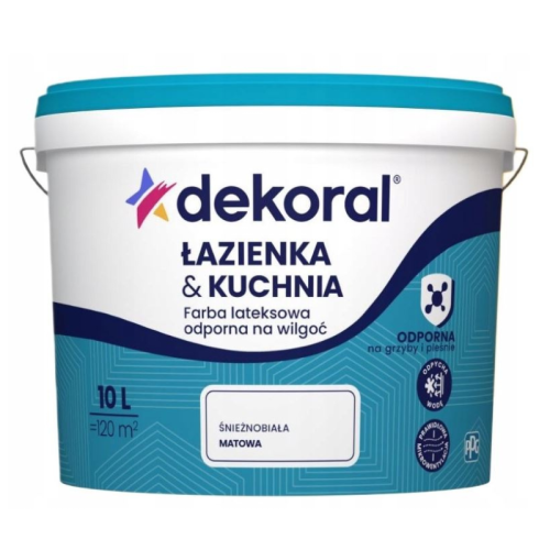 Dekoral Kuchnia&amp;Łazienka Maleinak farba lateksowa odporna na wilgoć biała 10 L