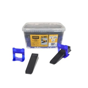 HARDY System poziomowania płytek 1 mm, klipsy 300 szt. kliny 100 szt. wiaderko