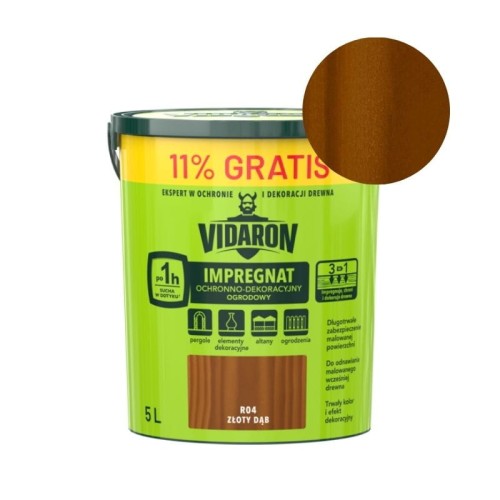 VIDARON Impregnat ochronno-dekoracyjny ogrodowy R04 złoty dąb 5L
